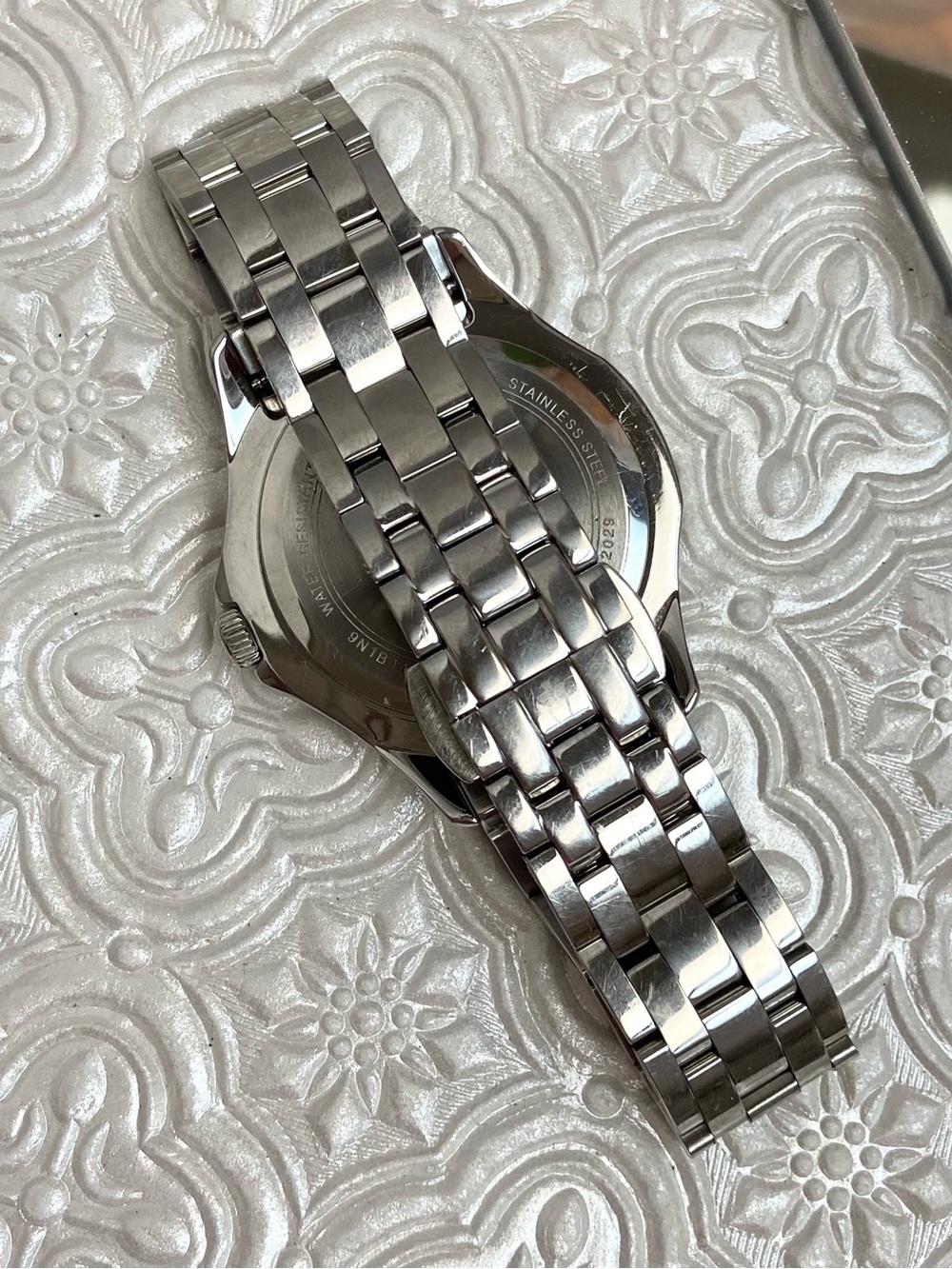 Bulova Diamond Accented Bezel & Dial Blue Mother of Pearl Dial Stainless Watch - Picture 10 of 16